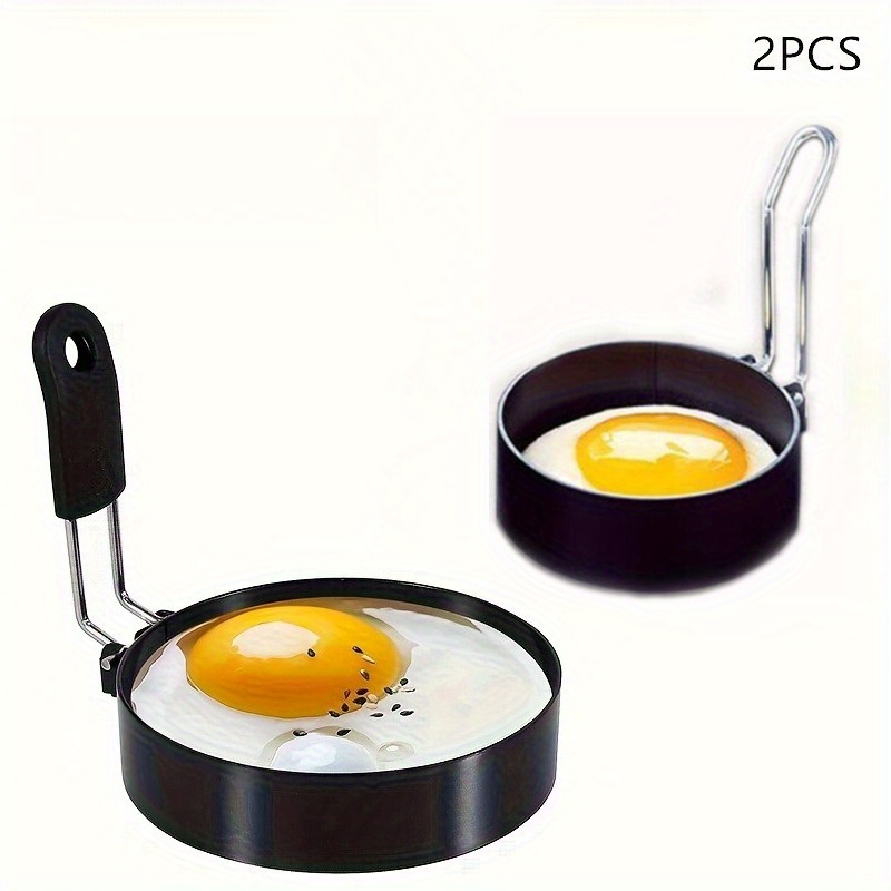 TEMU 2-pack Stainless Steel Egg Rings - , , Round Shape, Manual, Perfect For Birthday, Frying Eggs, Pancakes, Omelets - Kitchen Essentials And Cooking Gadgets