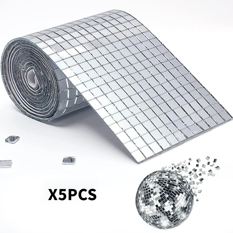 Self Adhesive Disco Ball Glass Tile 5x5mm - Reflective Mini Square Mirror, Suitable For Diy Handicrafts, Scrapbooking, And Decoration, Suitable For Indoor And Outdoor Use (1.57x11.81 Inch Packaging)