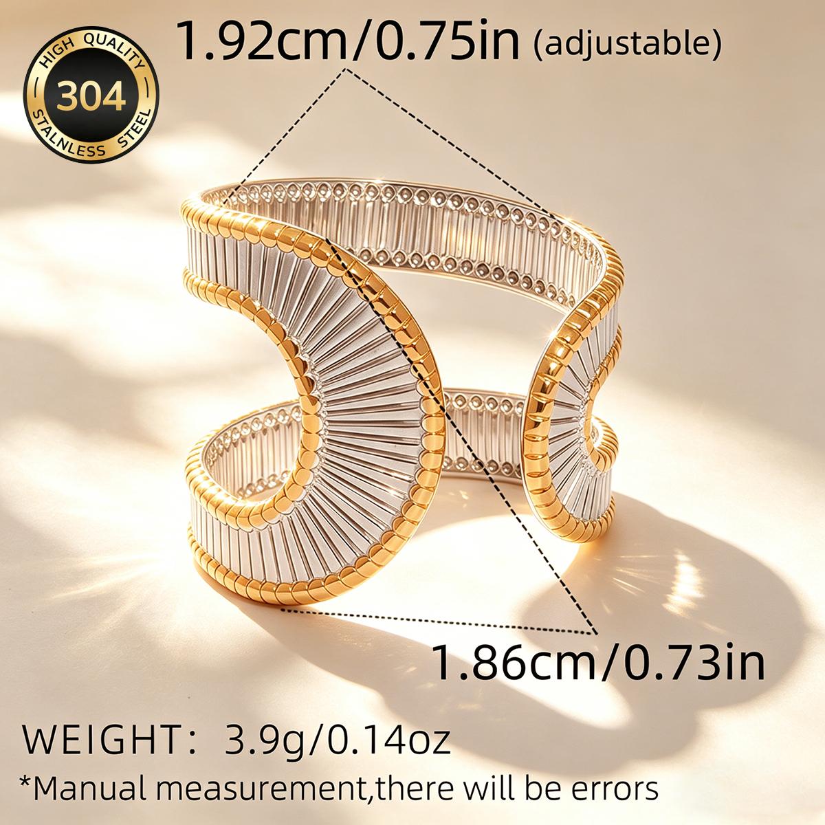 TEMU Vintage Horizontal Stripe U-shaped Ring, 18k Gold Plated, Women' Steel Jewelry. Stainless Steel Material Is Fade-resistant And Hypoallergenic.