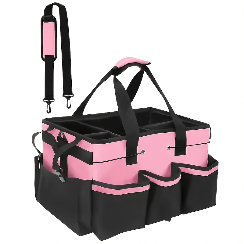 TEMU Large Cleaning Storage Bag With Built-in Sturdy Support Panels, A Cleaning Supplies Organizer With Removable Dividers, With Adjustable Shoulder