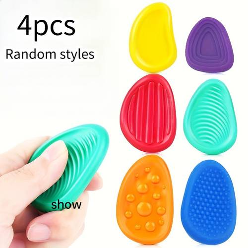 4pcs of color sensory stone random pattern style soft and elastic texture stress relieving massage handball mood and relaxing office learning stress relieving tool durable and washable fitness handball gift stone