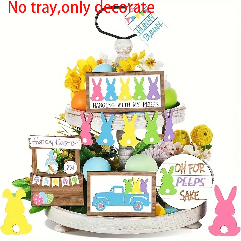 

1 Set Easter Wooden Decorations, Set, Log , No Needed, , Table Centerpieces, Rabbit Crafts For Easter