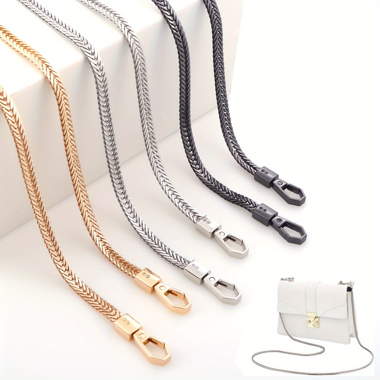 

Replace The Shoulder Strap Of The Chain Women's Bag Chain Bag Chain Diagonal Cross Bag With Golden Shoulder Strap Accessories.