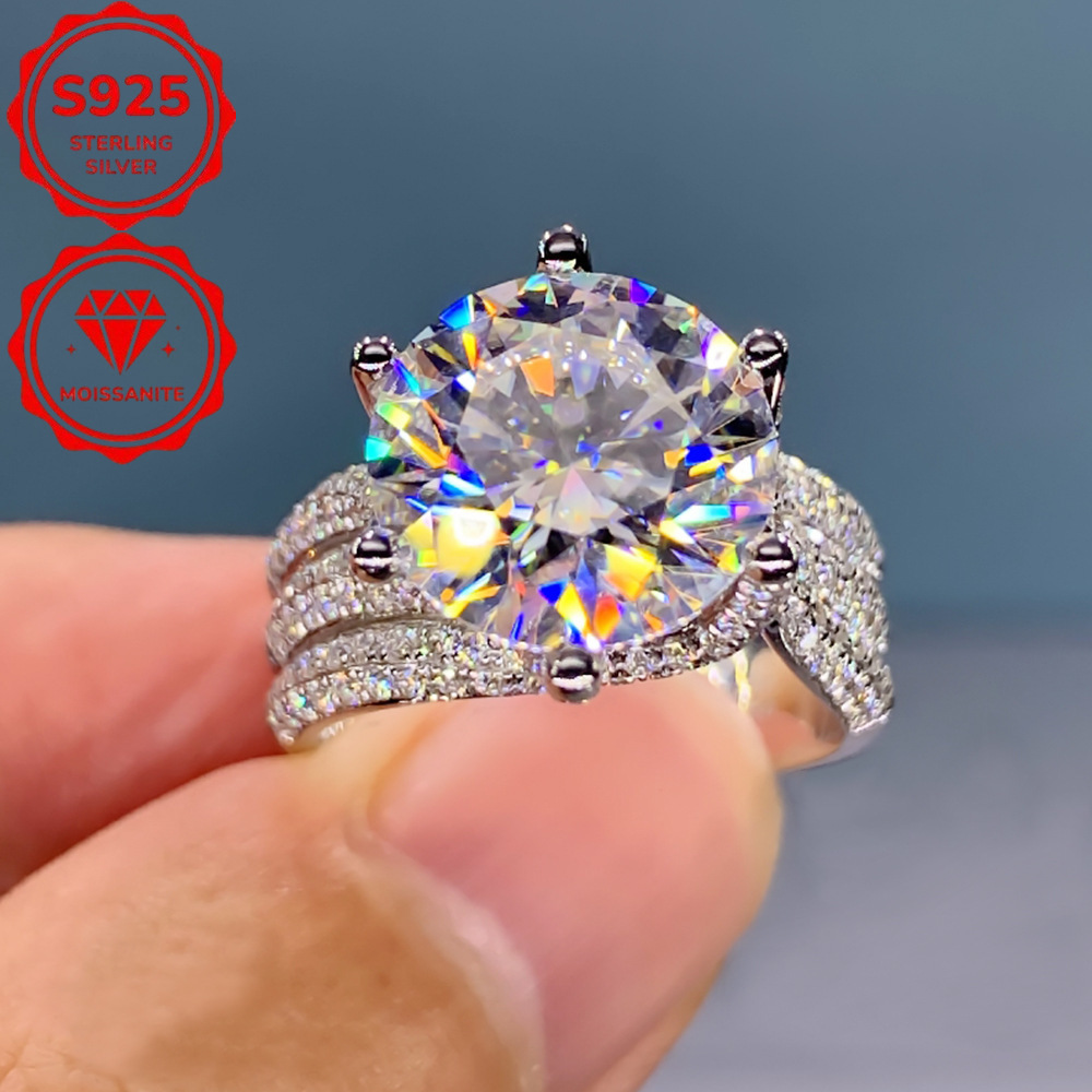 TEMU Bague en argent S925 pour femme, bague en moissanite de 1 carat, bague de mode polyvalente, cadeau de fêtes, cadeau , cadeau pour elle, bague de