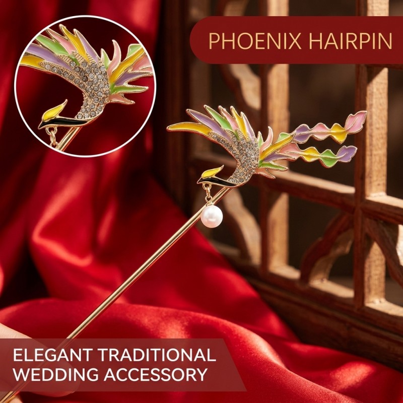 Vintage Phoenix Hairpin, Elegant Alloy Accessory for Weddings