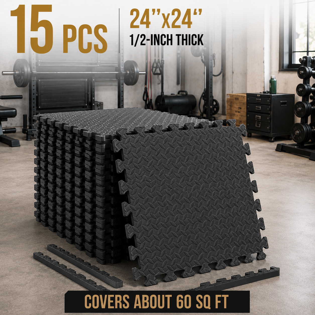 Eva Foam Interlocking Anti-slip Cushioning For Yoga Pilates Stretching Meditation And Home Gym
