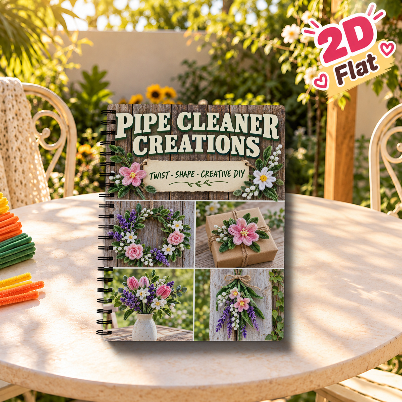TEMU Pipe Cleaner Notebook, English Version, Creative Flower Craft Projects, Pipe Cleaner Flowers For Beginners And Craft Enthusiasts, Easy To ,