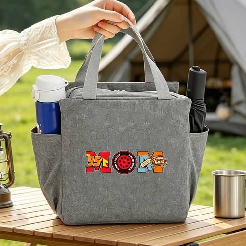 1pc mom print insulated lunch bag for work school outdoor travel and picnics not for direct food contact lunch box bento bag non food contact