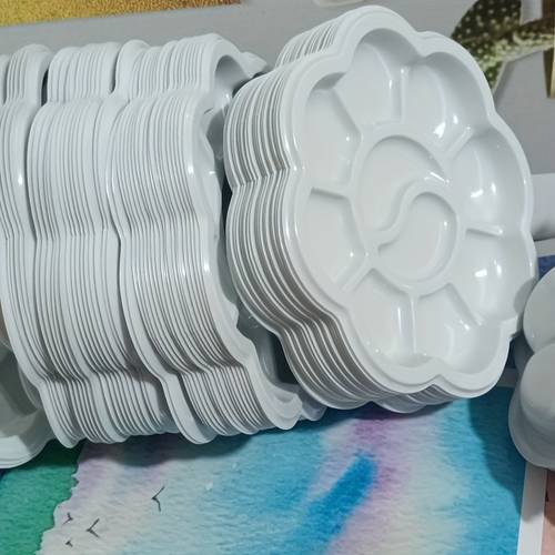 15pcs mini flower shaped plastic palette with multi mixing tray flower cups suitable for watercolor acrylic gouache portable for artists hobbyists painting supplies for use