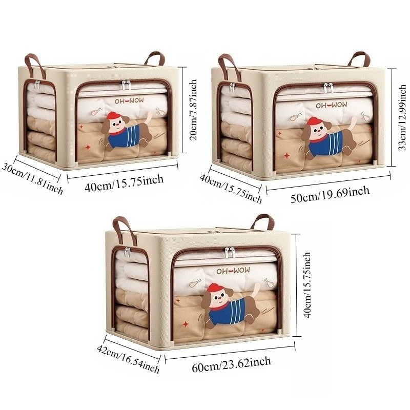 Foldable Storage Box with Lid, Stackable Design
