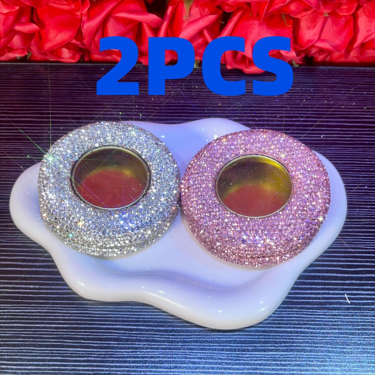 Shiny Rhinestone Embedded Jewelry Storage Box for Earrings & Rings