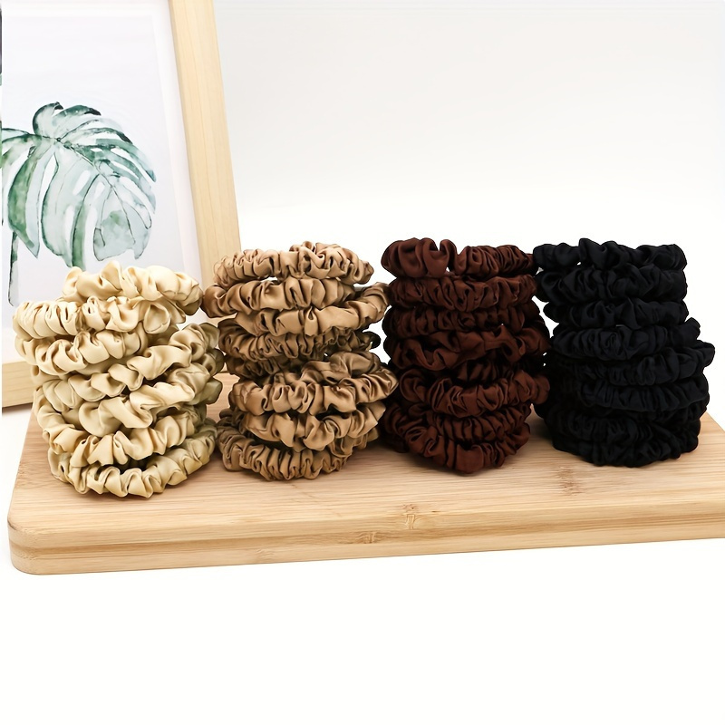 100pcs Satin Elastic Hair Scrunchies for Thick Hair
