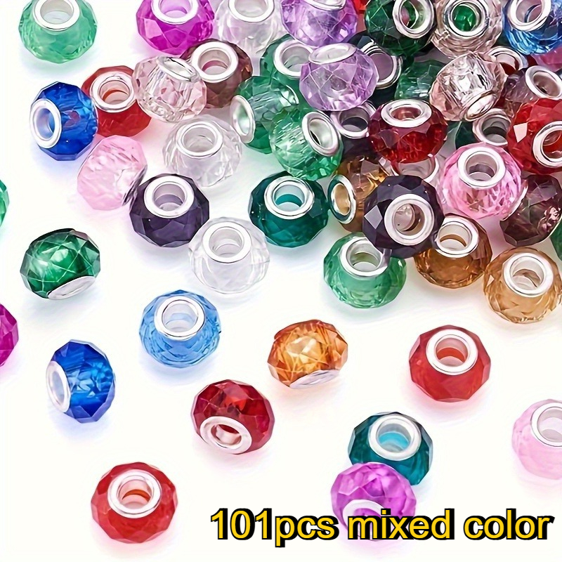 TEMU 101pcs Multi- Large Hole Beads European Big Hole Beads For Jewelry Making 14x9.5-10mm