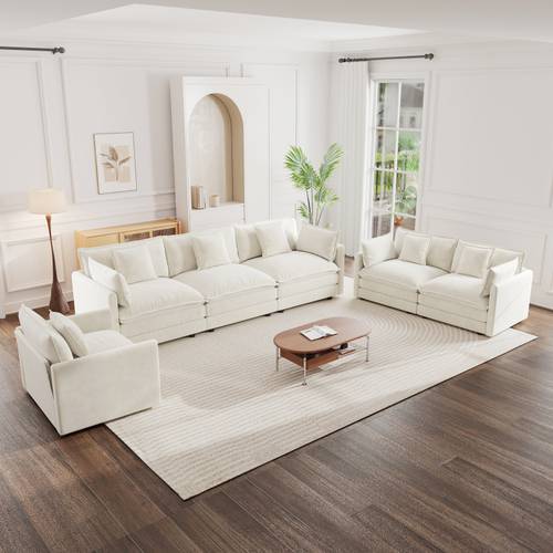 modern sofa couch 3pcs set extra deep seat sectional sofa for living room oversized sofa 3 seat sofa loveseat and single sofa white chenille