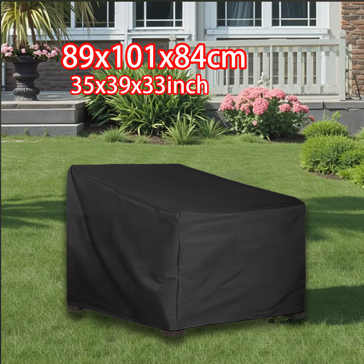 E-shop Strapazierfähiger schwarzer Outdoor-Stuhlbezug – Schutzbezug für Terrassenmöbel für Freizeitstühle mit tiefer Sitzfläche