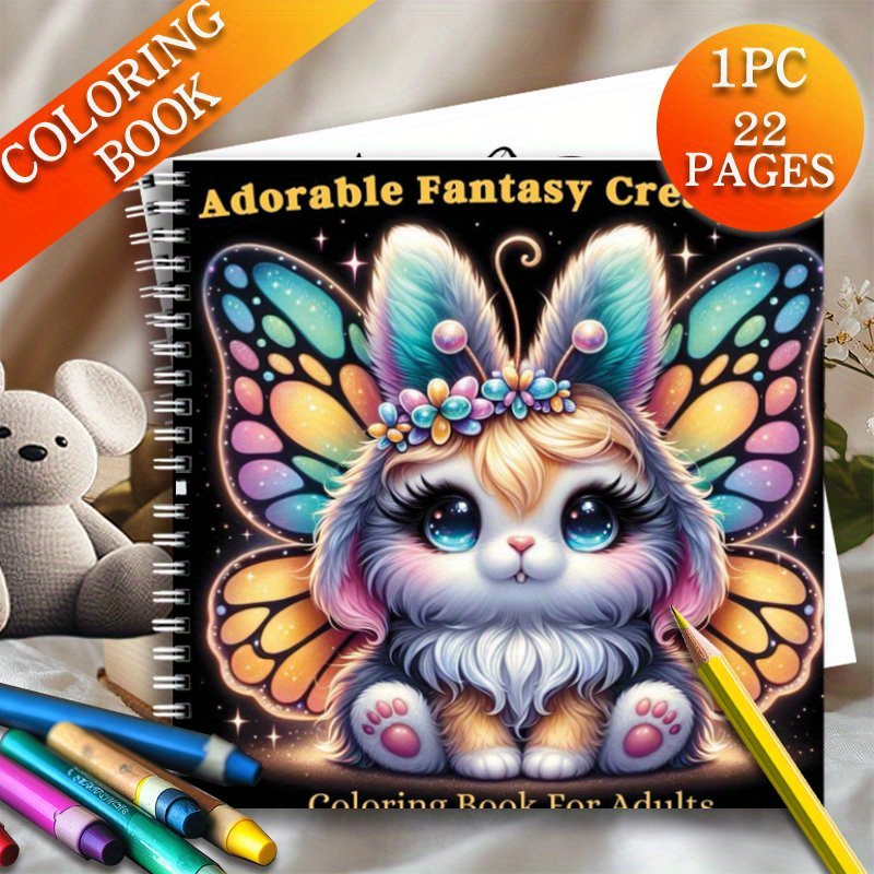 Image of Innovative, Drawing & Painting, Upgraded Edition, 22-page Thick Paper Cute Fantasy Creature Coloring Book, Perfect Gift For , Family, Birthdays, New Year, Valentine's Day, Parties, And More