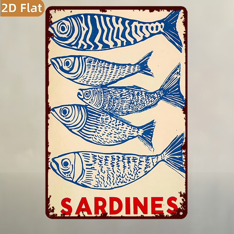 TEMU 2d Flat, 2d Flat - 1pc [2d Flat] "jumping Fish: Of Fish Decorative Painting - Cod" Vintage Metal Decorative Sign 20.07cm X 29.97cm Inches,