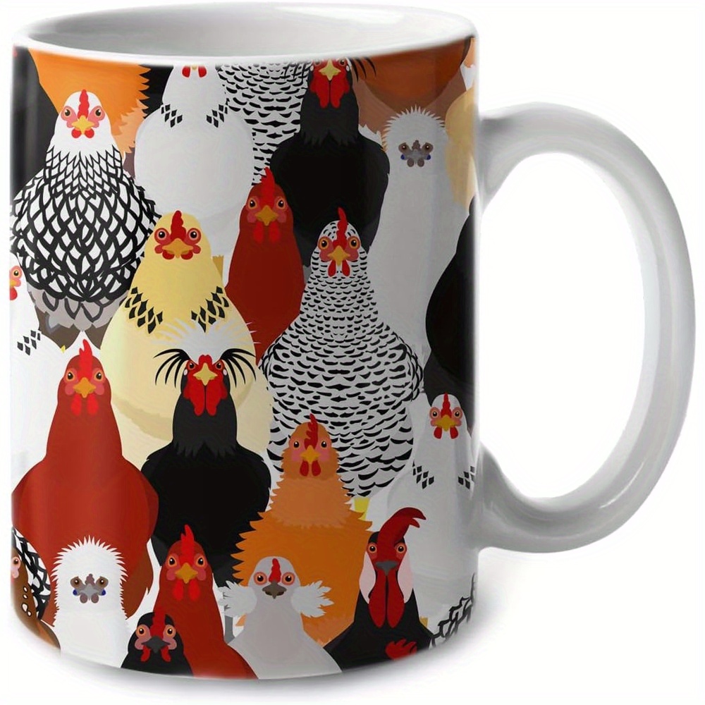 TEMU 1pc 11oz Funny Coffee Mug, Breeds Of Chickens Coffee Mugs For Gifts For Girls Women, Mug Gifts For Chicken Mom, Chicken Mug Gifts For Chicken Owners