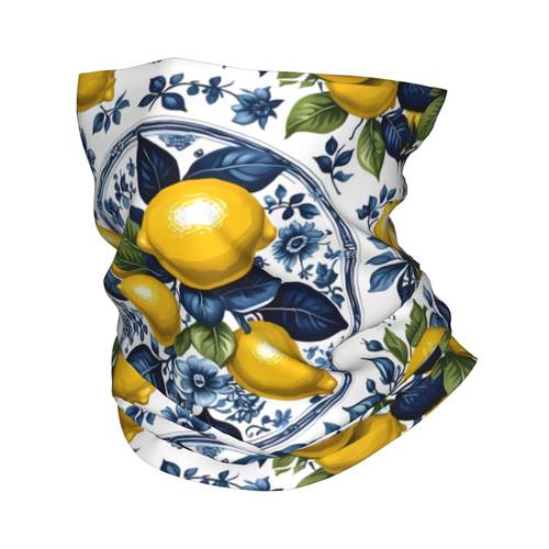 item picture 2 design lemons blue floral mens headscarf stretchy bandana neck wrap graphic scarf headband multi functional for outdoor sports