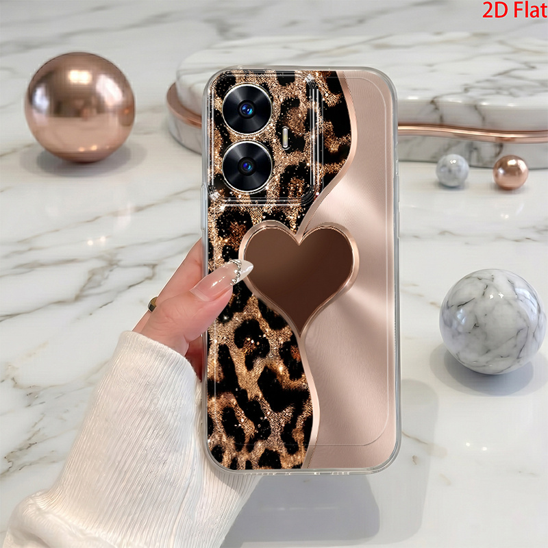 TEMU Funda para teléfono: Carcasa con marrón y plana 2D, compatible con Realme 9, 10 Pro, 11, 12, 13 Pro+, 14, 14X, 15, 16 Pro, C33, C35, C51, C53,