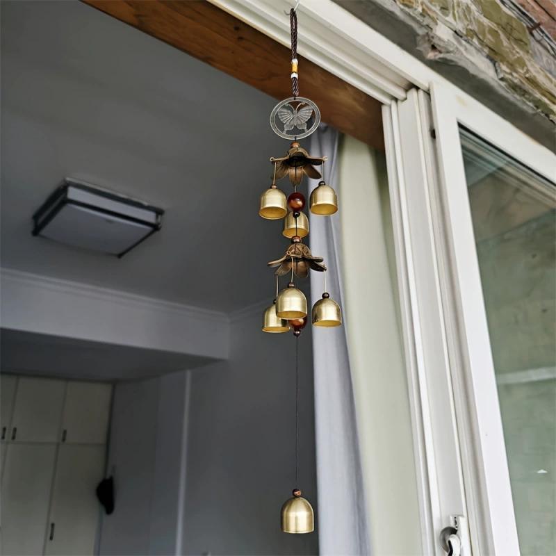 TEMU Un carillón de viento con un colgante de campana de metal en color latón, para mejorar la decoración de tu hogar o pared de patio, y como un