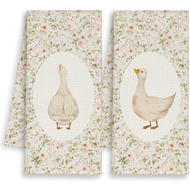 TEMU Duck Floral Background Pattern Print Pattern Printed Kitchen Towels, Cleaning Cloths, Neighbor Gifts, Mom Gifts, Birthday Gifts, Sweet