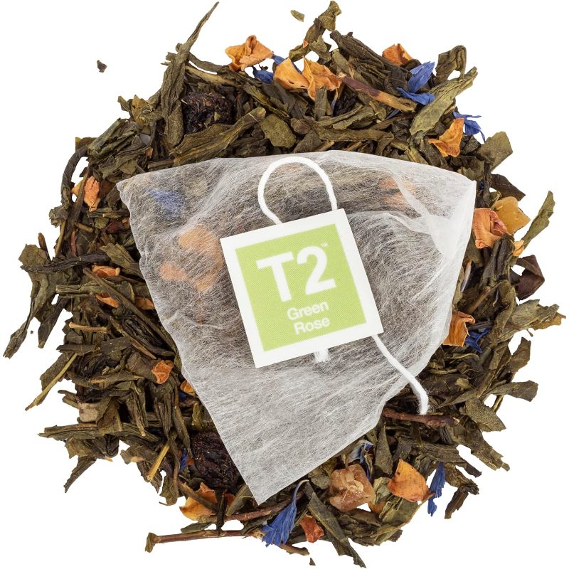 25 Count Green Rose Green Teabags in Tin | Flavoured Green Tea in a, Contains Other Tree Nuts