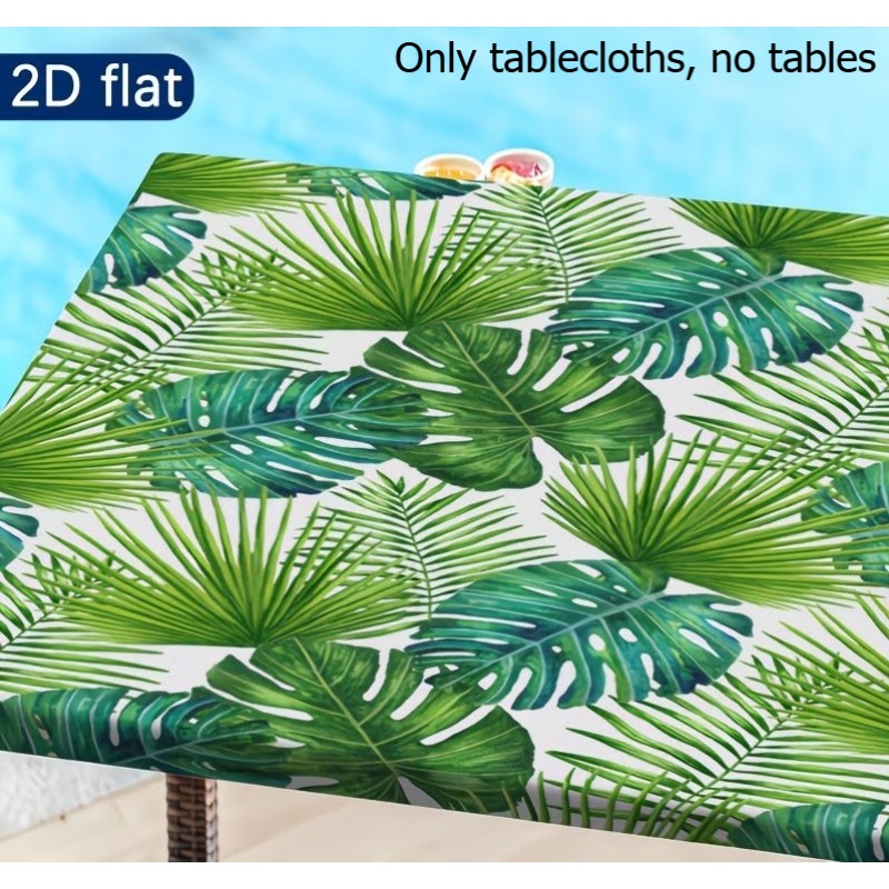 TEMU 1pc Washable Outdoor Tablecloth With Elastic Edges - Durable Polyester Rectangular Table Cover For Camping, Picnics, Garden Parties - Bright