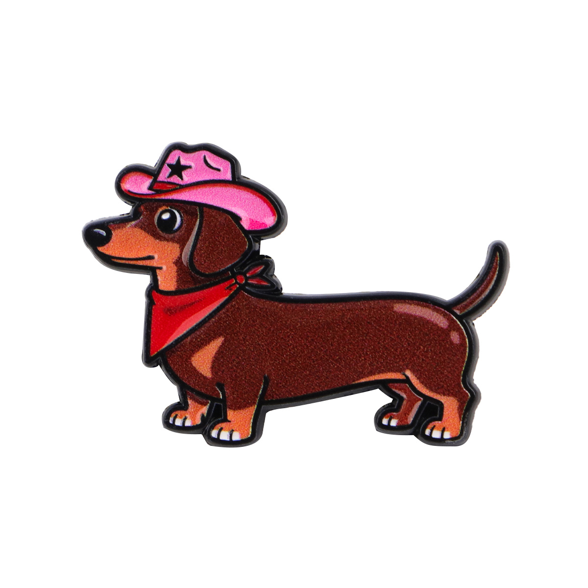 Pink Cowboy Hat Dachshund Pin with Silicone Back Buckle