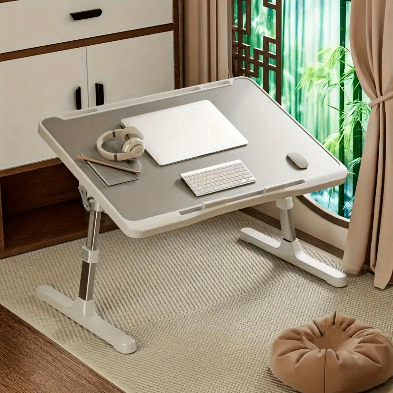 TEMU 1pc Featuring A Card Slot, Equipped With An Anti-slip Strip, Adjustable Height And Angle, A Foldable Study Table Suitable For Laptops, Office