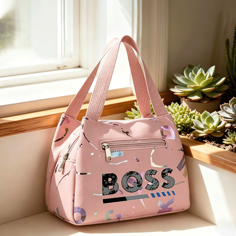 TEMU BQSS Borsa da donna grande capacit� con motivo a lettere, resistente rinforzato con chiusura a zip, borsa tote da donna, design di grande volume