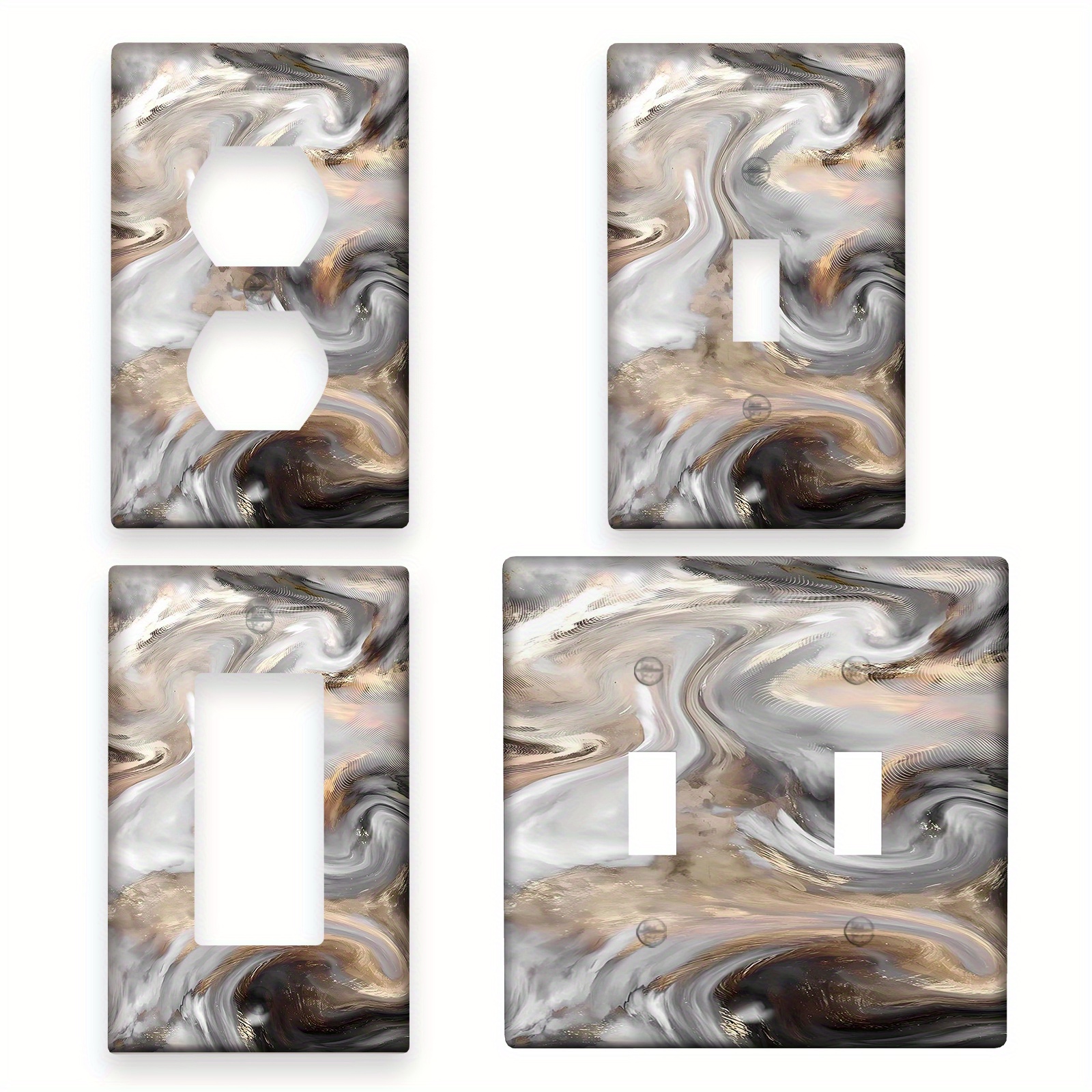 

Chic Grey & Brown Marble Light For Switch Cover - Decorative Wall Plate For Farmhouse Bathroom & Living Room,