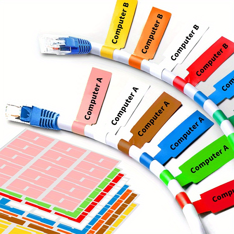Image of 1080 Colorful For Cable Tags In 12 Different Colors, And Suitable For Managing For Cables. Labels Written On, Are Self-adhesive, And Printed Using A Laser Printer Or Handwritten
