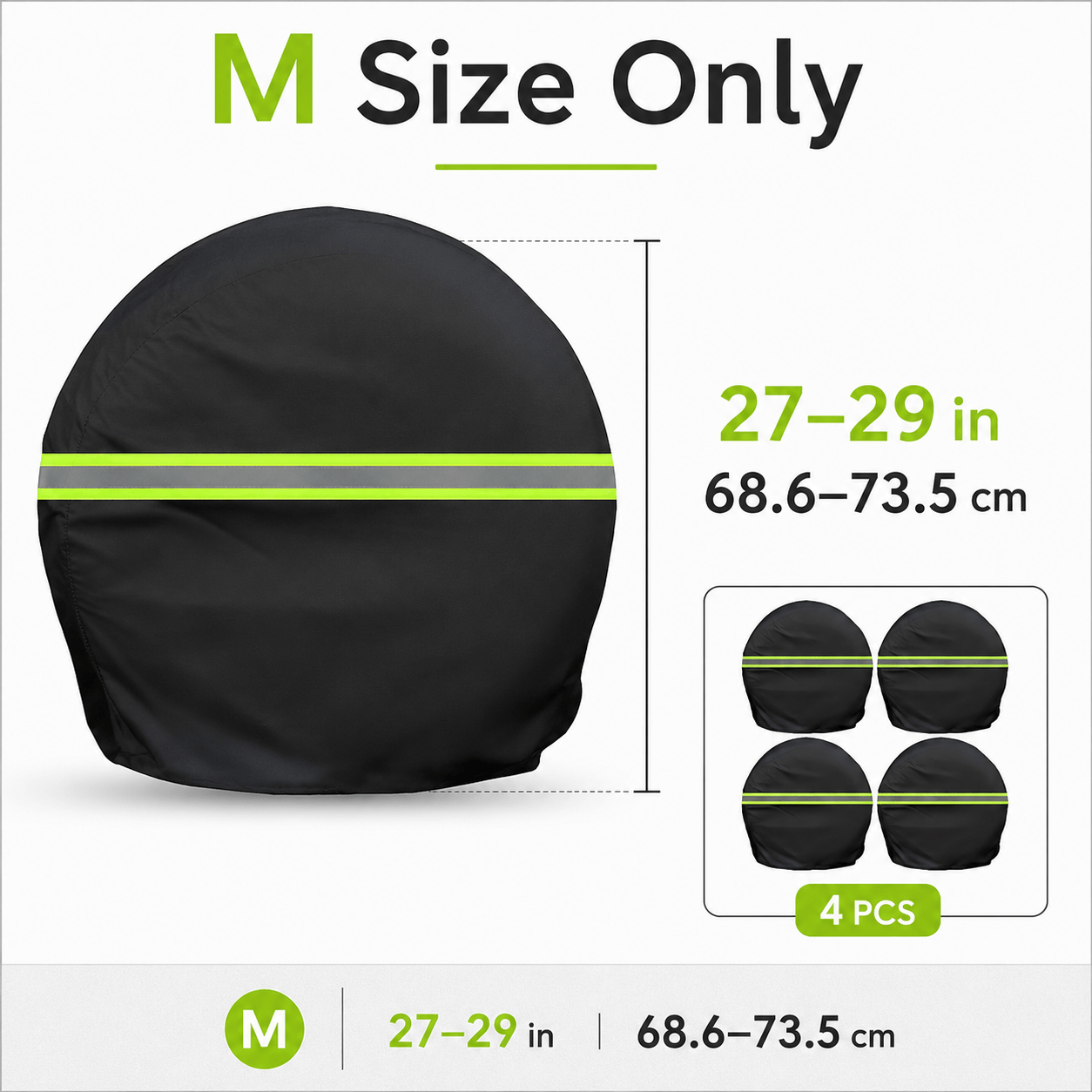TEMU Car Tire Covers 4pcs Set, Reflective Strip Design Tire Covers Suitable For Rvs And Cars Universal Tire Covers Making Easier To See In Any