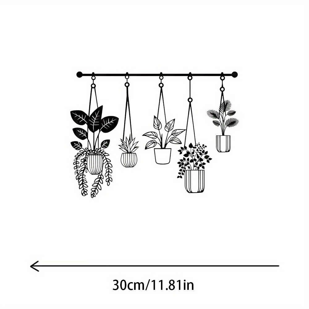 TEMU Grande Décoration Murale en Métal Noir avec Jardinières Découpées au Laser - Décor de Jardin Moderne et pour Intérieur/Extérieur, Salon, Patio,