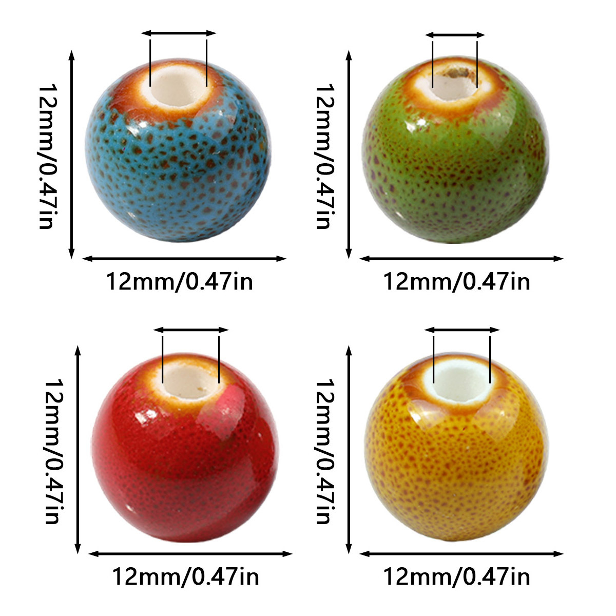 20pcs Multi-Color Assorted Random Ceramic Loose Beads