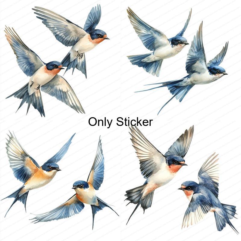 Image of 2d Flat, 2d Flat Sticker Four-in-one 6-inch Flying Swallow Pattern Vinyl Decals, Self-adhesive Stickers, Suitable For Cars, Laptops, Bottles, Motorcycles, Windows, Walls, 2d Flat
