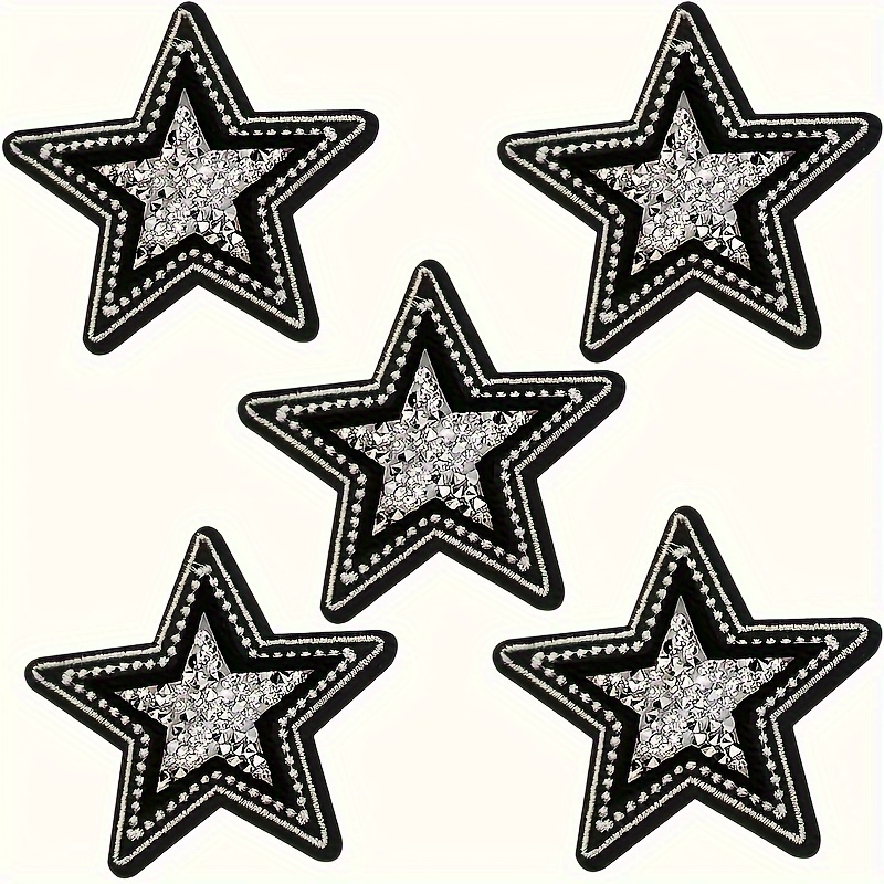 TEMU 5pcs Black And White Embroidered Patches, Iron On Appliques, Suitable For Jackets, Jeans, Backpacks, Hats, Craft Decorations, Mixed Colors,