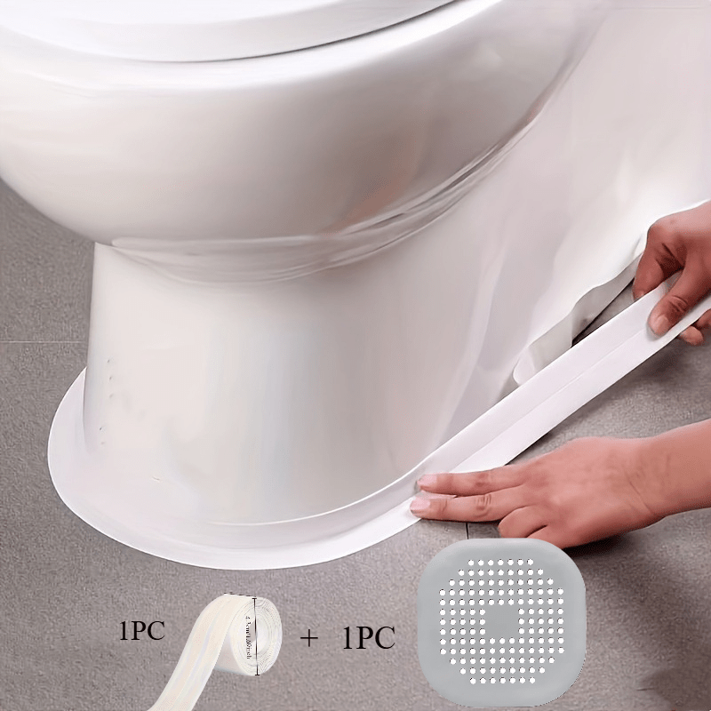 TEMU 2pcs/set 1 Roll Heavy-duty Sealing Tape And 1pc Sink Anti-clogging Filter Net, Bathtub Shower Drain Stopper, Kitchen Odor-proof Plug, Hair