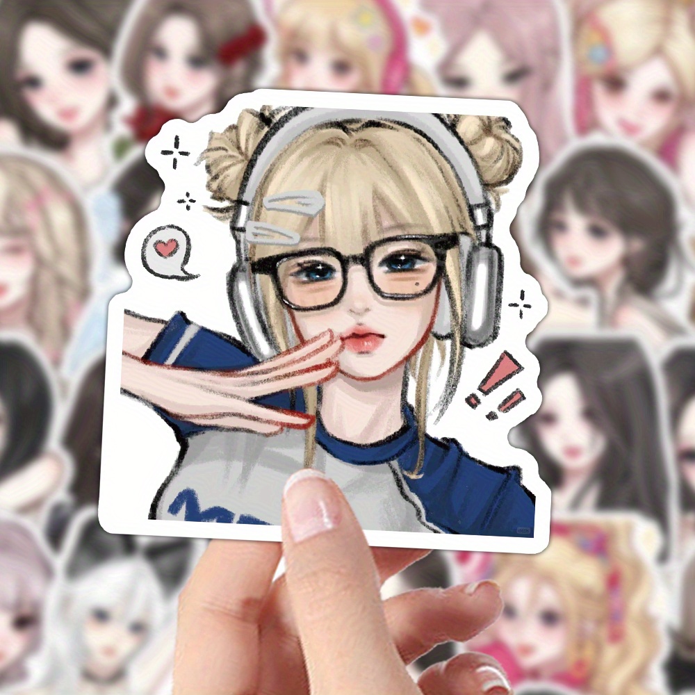 60 Sheets Anime Sweet Ootd Sticker, Cartoon Sticker, Mobile Phone Case, Desktop, Cup, Glass Decoration Sticker