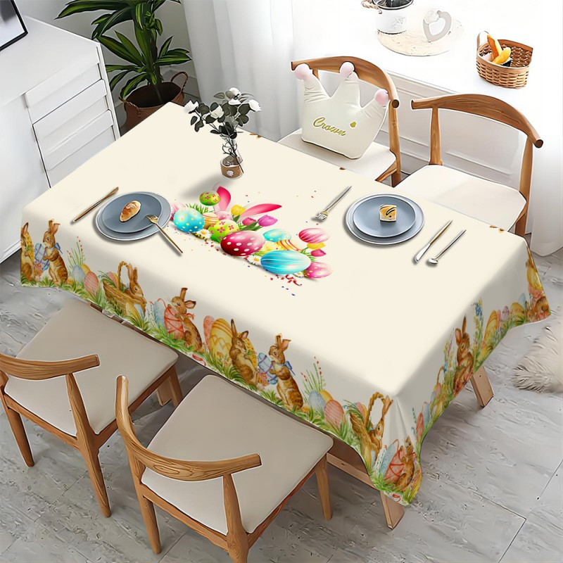 

1pc Easter Tablecloth, Table , Rectangular Table Linen For Dining & , Decor