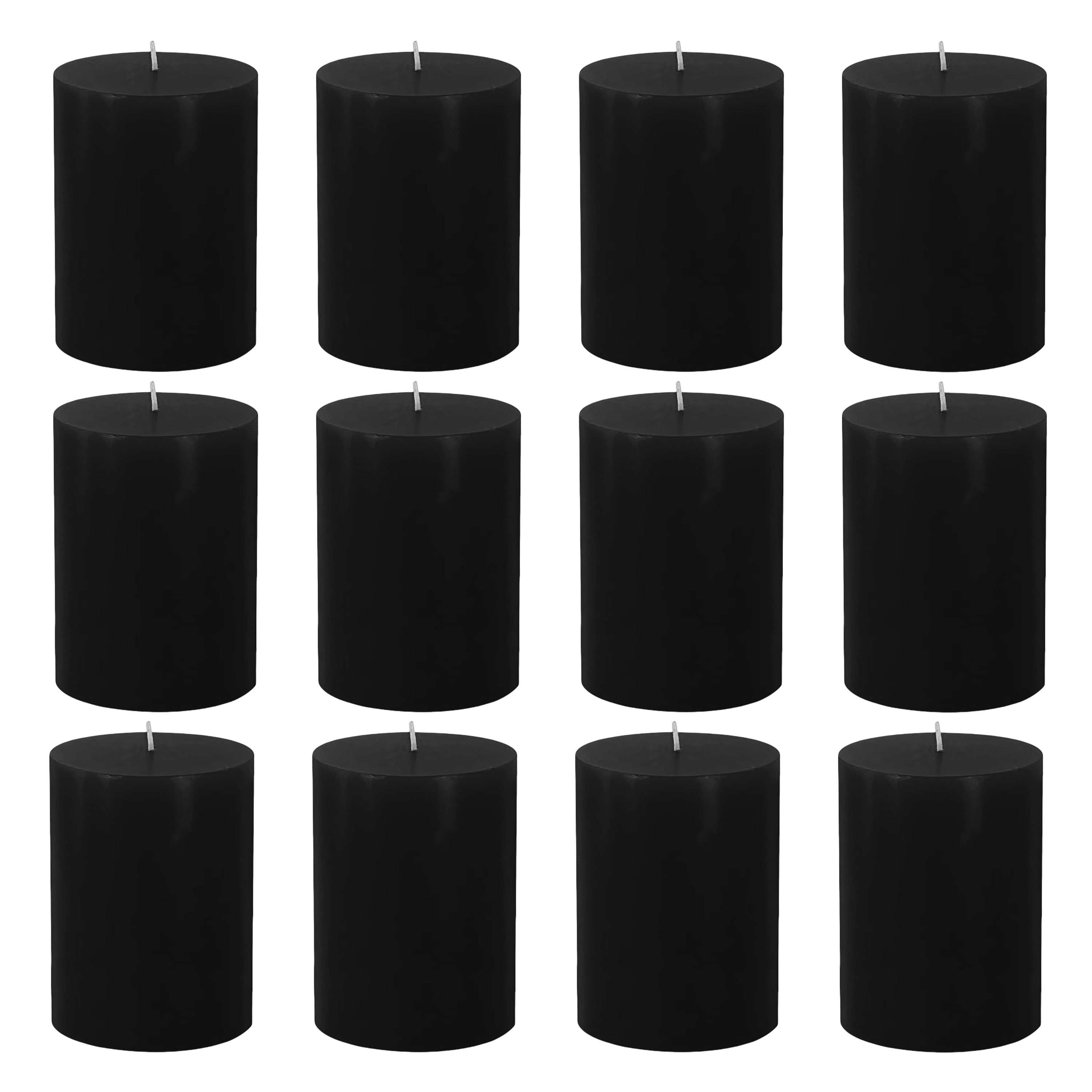 Image of 12pcs 1.5" X 2\" Black Pillar Candles With Of About 7 Hours, For Wedding Dinner Halloween Christmas And Home Décor"