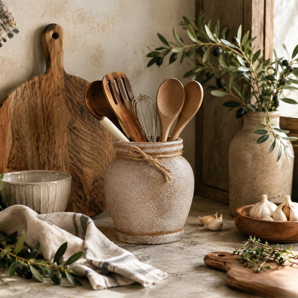 TEMU Vaso portaoggetti bulboso stile campagna, barattolo a grana ruvida sabbiata con a per organizzatore in stile cottage