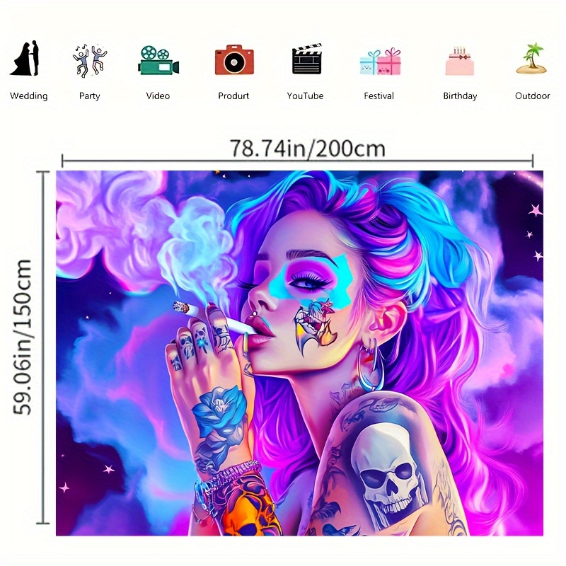 Uv Black Light Tapestry Fluorescent Skeleton Wall Art Decor_voghion.com