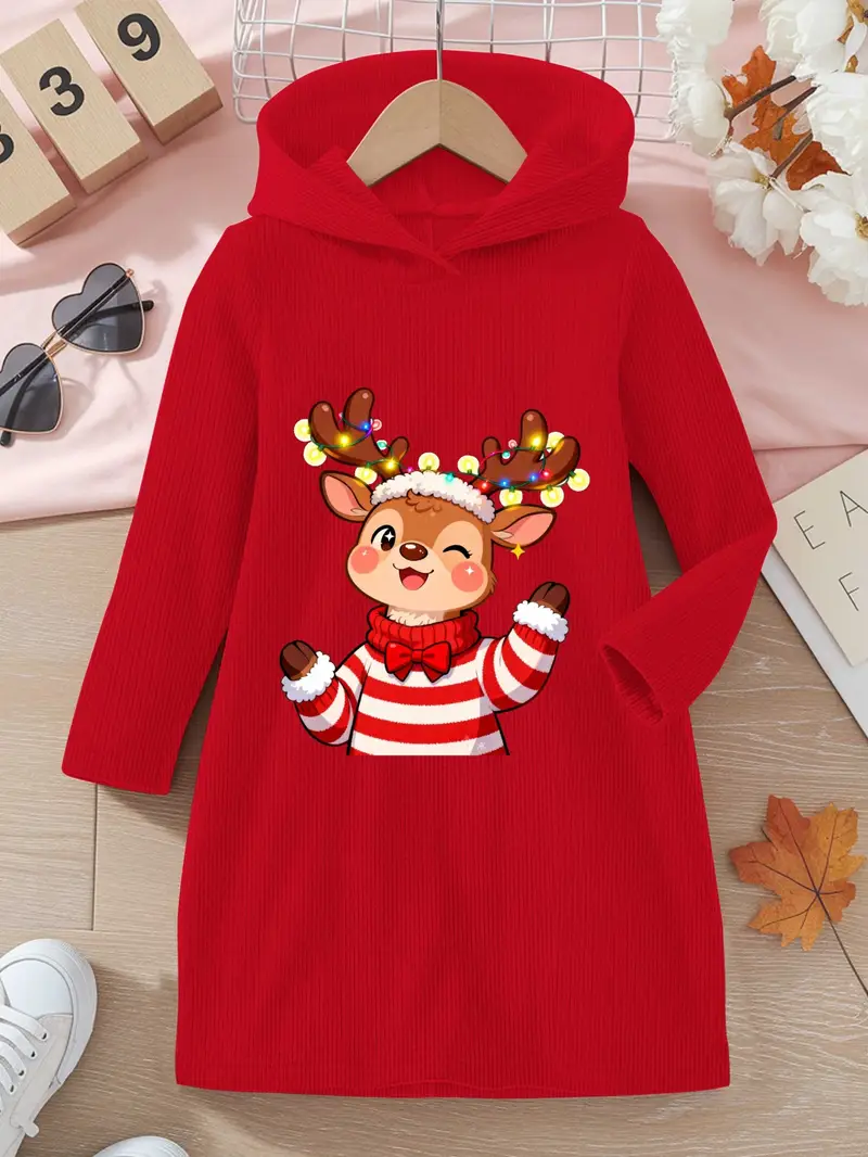 christmas hooded dress Alaiyaky Mrs. Claus Red Hooded Dress Women's Santa Claus Costume with Belt Christmas Role Play Theme Party Stage Performance