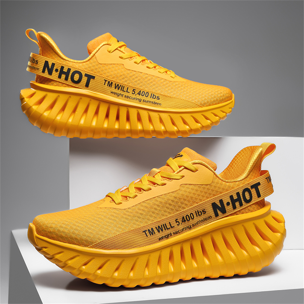 [Sneakers] Men'S Women'S Road Running Shoes, Thick Sole Casual Athletic Shoes for Men, Teenager Outdoor Sports Design, Comfortable Breathable Fabric Upper, Cushioning Shock-Absorbing MD Sole, Non-Slip And Wear-Resistant, Low-Top Lace-Up Closure