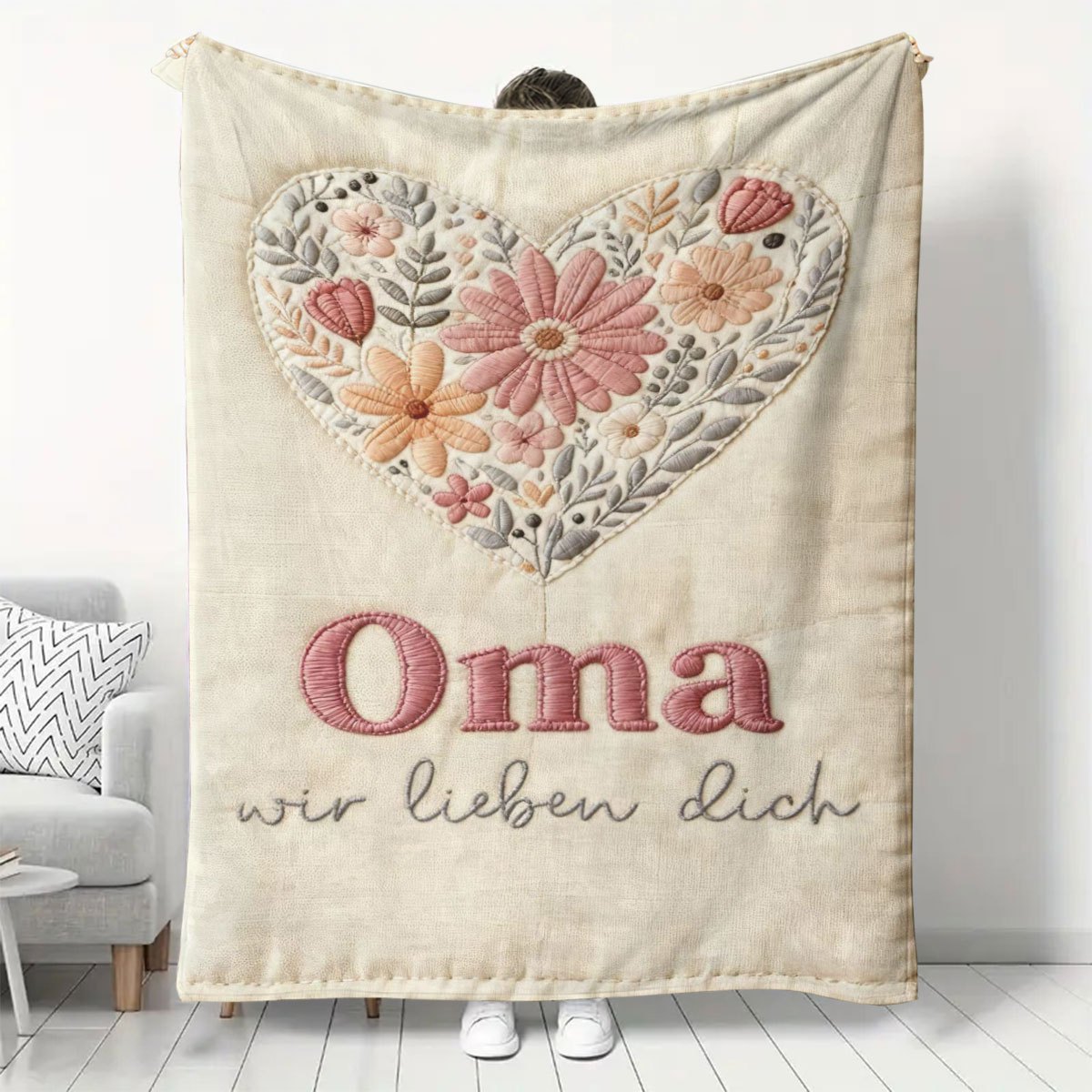 E-shop Weihnachten, Halloween, 1 Stück Deutsche Enkel Zitat Thema Decke, Luxuriöses Druckdesign, Geeignet für Oma's Geburtstag, Neujahr, Vatertag,