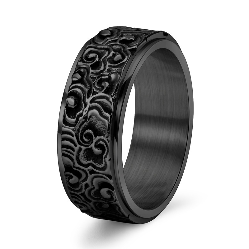 vintage inspired stainless steel rotating ring for men elegant cloud   polished     ideal for casual attire vintage jewelry Product details 0