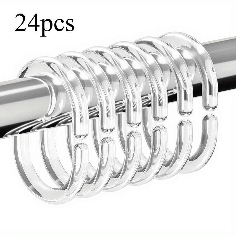 TEMU Rings de rideau de douche transparents, crochets de C pour tringle de fenêtre de salle de bain, durable et transparente pour une installation