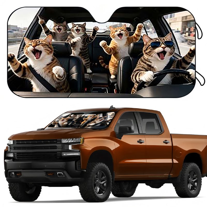TEMU Visera parasol para coche | Parasol para parabrisas delantero | Diseño de gato adorable | Protección solar y aislamiento térmico | Bloquea los